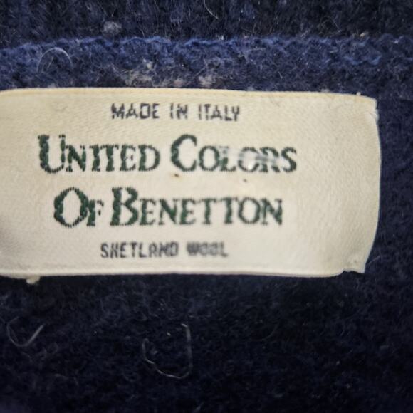 Vintage Benetton Shetland Wool Geometric Chunky Pullover Sweater Sz Medium Large - Picture 8 of 9